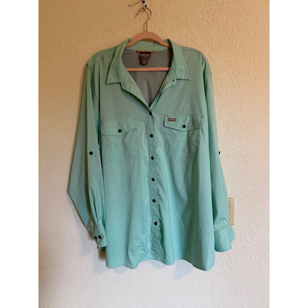 Ariat Rebar Made Tough VentTEK Mint Green Work Shirt Womens 3X Work Fishing